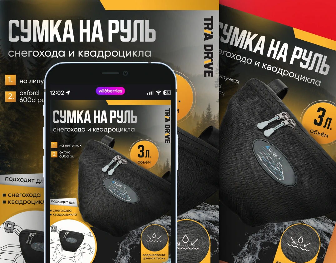 Сумка на руль — карточка WB — работа DOVOLD Studio