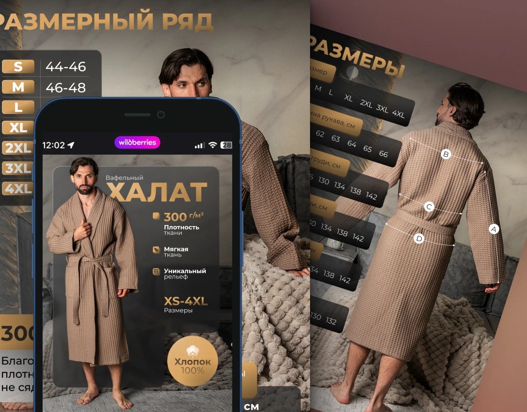 Мужские халаты — серия карточек — работа DOVOLD Studio
